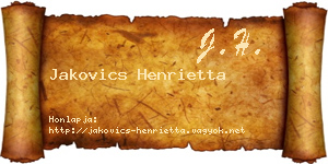 Jakovics Henrietta névjegykártya